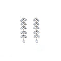 Elegant Silver Needle Rhinestone Leaf Vine Long Drop Earrings Luxury Zircon Bridal Jewelry Earrings view 5