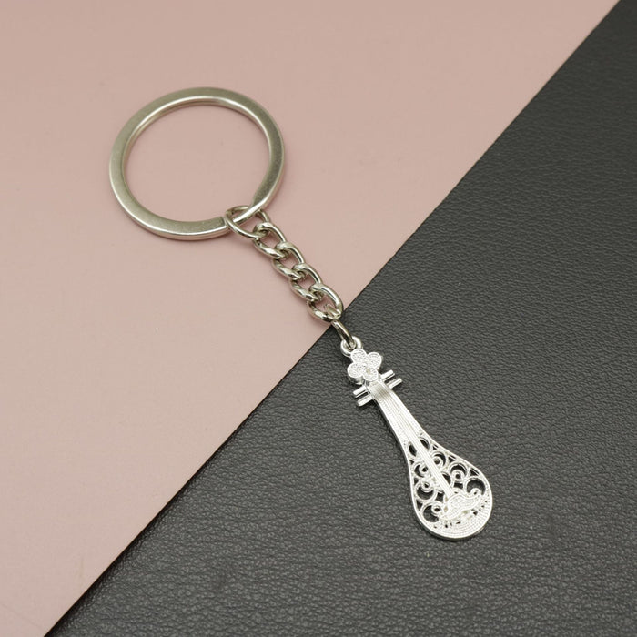 Metal Guitar Keychain Bag Charm – Gold