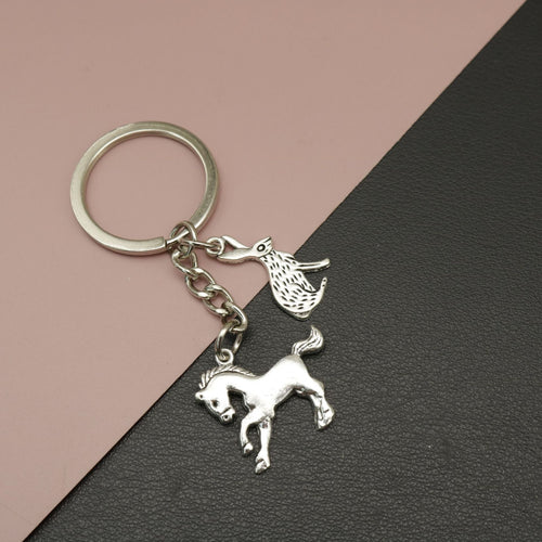 Metal Horse And Rabbit Keychain Bag Charm Gift