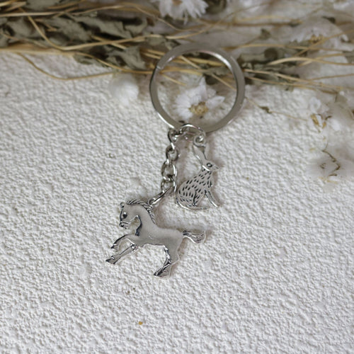Metal Horse And Rabbit Keychain Bag Charm Gift