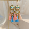 Bohemian Colorful Feather Clip Woven Tassel Seed Bead Hollow Ethnic Earrings For Women view 2