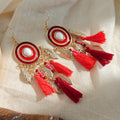 Bohemian Colorful Feather Clip Woven Tassel Seed Bead Hollow Ethnic Earrings For Women view 4