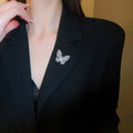 Light Luxury Copper Butterfly Brooch With Teardrop Zircon For Wedding Dress Accessories view 3