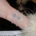 Korean Style Copper Pink Rhinestone Flower Bangle For Women Elegant Commuter Jewelry view 1