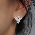 Fashion Geometric Stud Earrings For Women With Sparkling Micro Pave Zircon Daily Wear Jewelry view 3