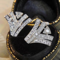 Fashion Geometric Stud Earrings For Women With Sparkling Micro Pave Zircon Daily Wear Jewelry view 2