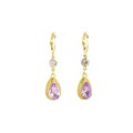 French Luxury Purple Zircon Teardrop Dangle Tassel Gold Alloy Rhinestone Leverback Earrings view 5