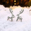 Christmas Reindeer Stud Earrings, Realistic Deer Antler Ear Jewelry With Trendy Design view 3