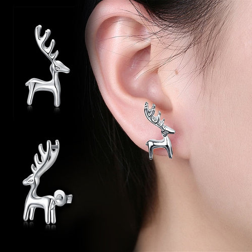 Christmas Reindeer Stud Earrings, Realistic Deer Antler Ear Jewelry With Trendy Design