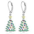 Sparkling Christmas Tree Drop Earrings With Zircon Stars, Holiday Festival Fashion Jewelry view 1