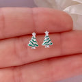 Christmas Tree Stud Earrings For Women, Delicate New Year Holiday Ear Jewelry Accessories view 2