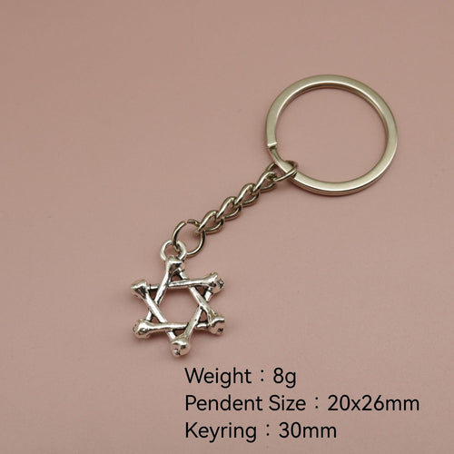 Metal Hexagram Star Keychain Bag Charm for Keys and Gifts – Gold