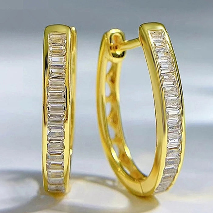 European Fashion Geometric Ear Cuff Earrings For Women With Inlaid Zircon Hoop Jewelry
