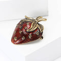 Metal Alloy Enamel Strawberry Brooch For Suit And Cardigan Decoration view 3