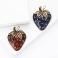 Metal Alloy Enamel Strawberry Brooch For Suit And Cardigan Decoration view 1