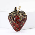 Metal Alloy Enamel Strawberry Brooch For Suit And Cardigan Decoration view 2