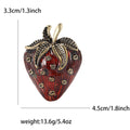 Metal Alloy Enamel Strawberry Brooch For Suit And Cardigan Decoration view 6
