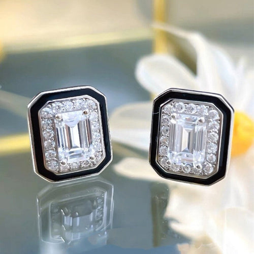 Light Luxury Geometric Square Stud Earrings For Women, Elegant French Style Fashion Jewelry