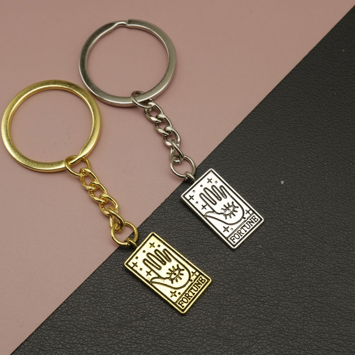 Metal Tarot Card Fortune Keychain Gift