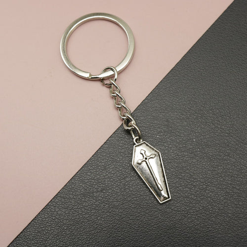 Metal Cross Coffin Keychain Bag Charm Gift for Halloween