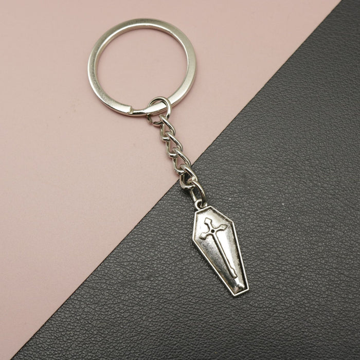 Metal Cross Coffin Keychain Bag Charm Gift for Halloween