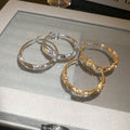 Chic Alloy Twisted Rhinestone Hoop Earrings With Silver Needle Geometric Statement Design view 2