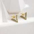 Elegant Double V Letter Shape Alloy Stud Drops With Black Rhinestone One-Pair Two-Way Design Earrings view 3