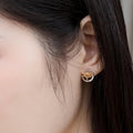 Christmas Moon Reindeer Stud Earrings, Delicate Holiday Deer Ear Jewelry For Fashion Accessories view 3