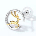Christmas Moon Reindeer Stud Earrings, Delicate Holiday Deer Ear Jewelry For Fashion Accessories view 2