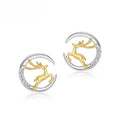 Christmas Moon Reindeer Stud Earrings, Delicate Holiday Deer Ear Jewelry For Fashion Accessories view 5