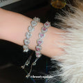 Light Luxury Copper Heart Bangle With Pink Crystal Splice Design Sweet Cool Style Jewelry view 1