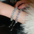 Light Luxury Copper Heart Bangle With Pink Crystal Splice Design Sweet Cool Style Jewelry view 3