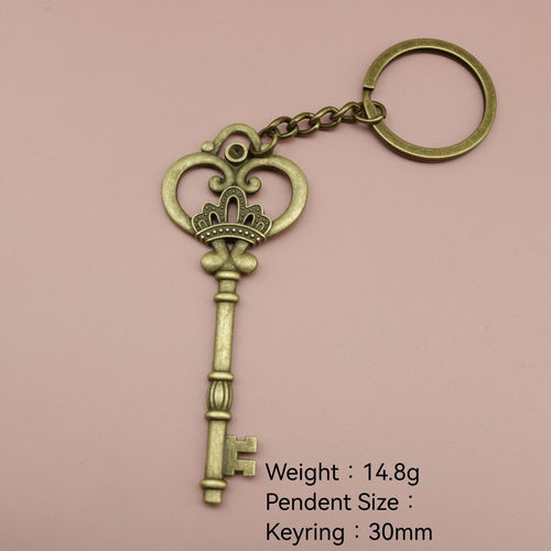 Zinc Alloy Vintage Heart Crown Bow Keychain Bag Charm
