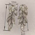 Micro Paved Zircon Leaf Drop Earrings For Women, Elegant Botanical Long Stud Jewelry view 4