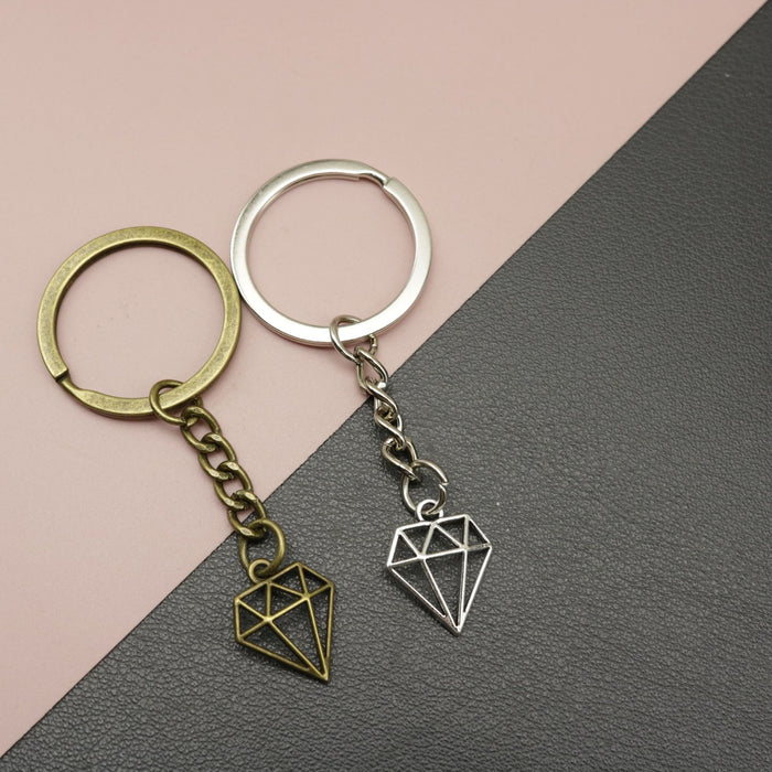 Metal Hollow Diamond Shape Keychain Bag Charm Gift Accessory
