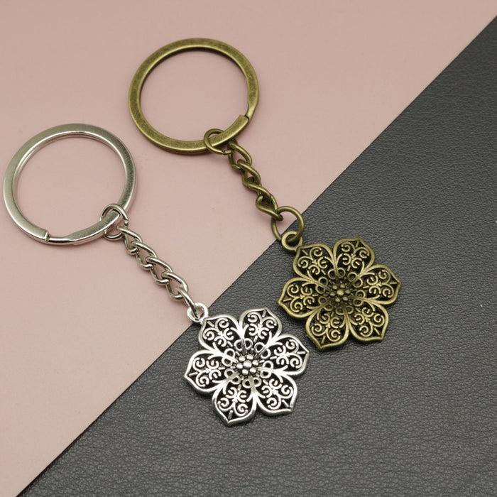 Zinc Alloy Flower Pendant Keychain Bag Charm Gift