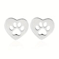 Cute Cat Paw Stud Earrings For Women, Footprint Shape Trendy Fashion Ear Jewelry view 5