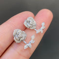 Flower Leaf Zircon Stud Earrings For Women Shiny Floral Fashion Daily Jewelry Accessories view 2