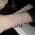 Copper Round Rhinestone Open Bangle For Women Minimalist Light Luxury Jewelry view 4
