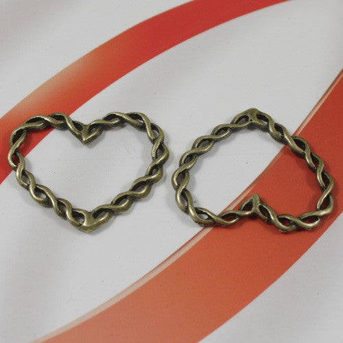 Large Twisted Heart Alloy Charm Pendant 33x28mm