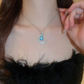 Copper Zircon Waterdrop Star Moon Pendant Necklace, Premium Geometric Clavicle Chain for Women view 3