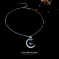 Copper Zircon Waterdrop Star Moon Pendant Necklace, Premium Geometric Clavicle Chain for Women view 4