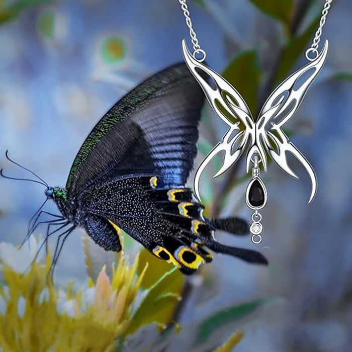 Sweet Cool Halloween Necklace For Women With Butterfly Pendant, Dark Style Fashion Accessory