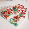 Silver Needle Cartoon Christmas Gingerbread Man Bell Polymer Clay Stud Earrings, Santa Reindeer Holiday Earwear view 3