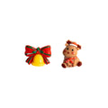 Silver Needle Cartoon Christmas Gingerbread Man Bell Polymer Clay Stud Earrings, Santa Reindeer Holiday Earwear view 5