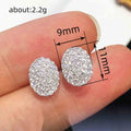 Micro Inlaid Zircon Stud Earrings For Women Elegant Geometric Oval Light Luxury Ear Jewelry view 4