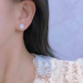 Micro Inlaid Zircon Stud Earrings For Women Elegant Geometric Oval Light Luxury Ear Jewelry view 3