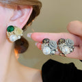 Faux Pearl Rose Flower Stud Earrings With Silver Pins, French Elegant Fashion Jewelry view 2