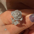 European American Rose Flower Open Adjustable Shiny Ring For Women Fashion Engagement Gift Jewelry view 2