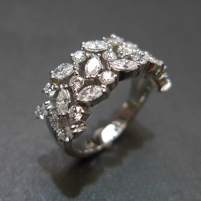 Shiny Geometric Ring With Inlaid Zircon, Elegant Banquet Engagement Finger Jewelry For Women